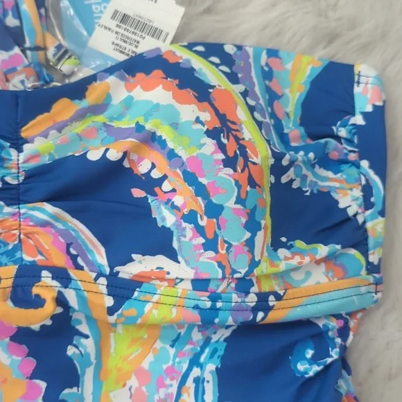 J McLAUGHLIN Blue Watercolor Paisley Koa One-Piece - NWT - Picture 3 of 8